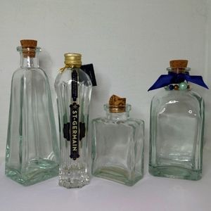 Unique Glass Bottle Collection Decor - 4 count